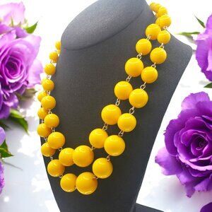 Retro Sunshiny Yellow Bubble Gum Graduated Beaded Chocker